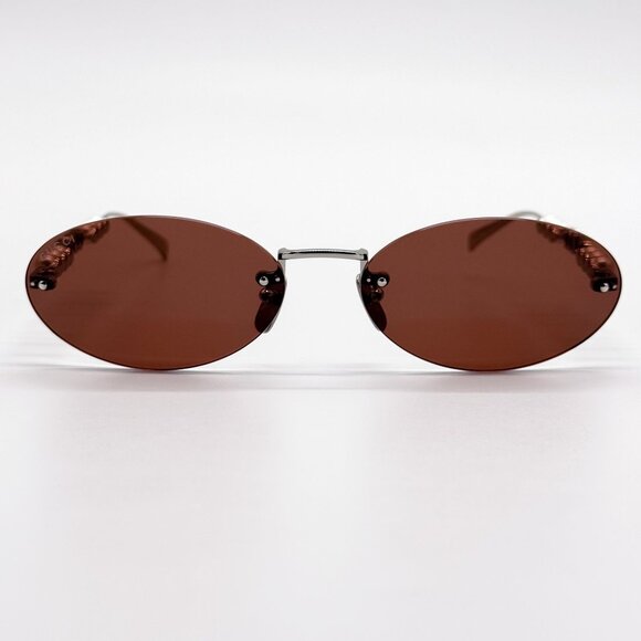 NEW GUCCI SUNGLASSES SILVER WOMEN OVAL EYEWEAR GUCCI GG1922S 002 - Picture 5 of 14